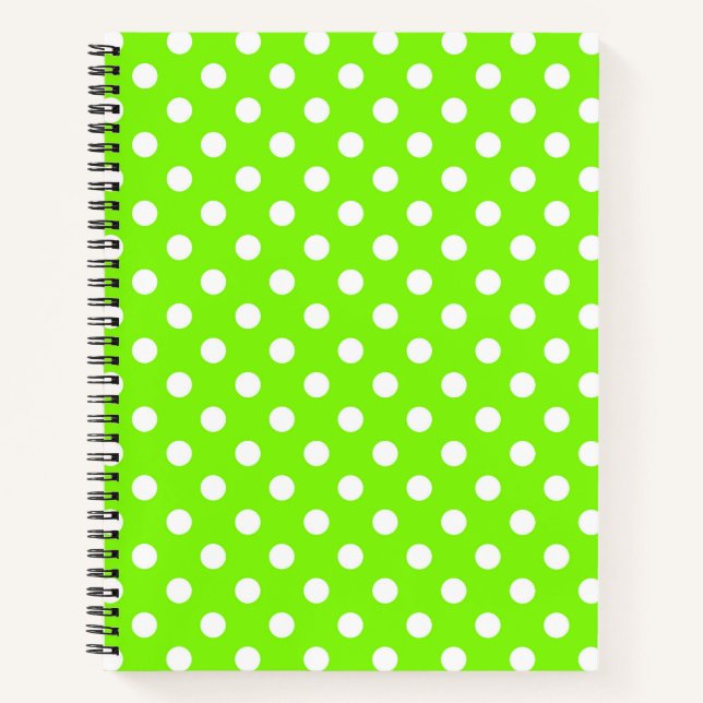 green, white and green polka dots   notebook (Front)