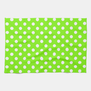 green, white and green polka dots tea towel