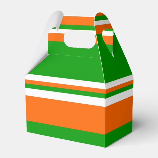 Green, White and Orange Stripes Favour Box (Front Side)