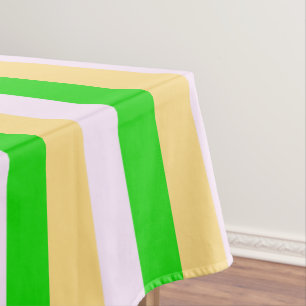 Green, white and orange stripes pattern tablecloth