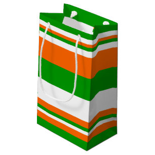Green, White and Orange Stripes Small Gift Bag
