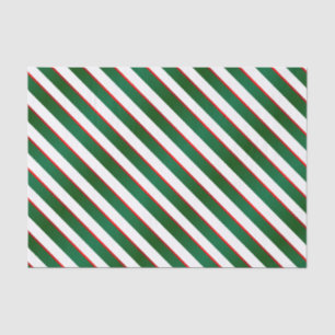 Green, White and Red Diagonal Stripes Tissue Paper