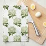 Green White Antique Hydrangea Illustration Pattern Tea Towel<br><div class="desc">A waffle textured kitchen towel with a pattern of antique illustrations of light green and white hydrangea blossoms is a beautiful and functional addition to any kitchen. The waffle texture adds extra absorbency to the towel, making it perfect for cleaning up spills or drying dishes. The hydrangea flowers provide a...</div>