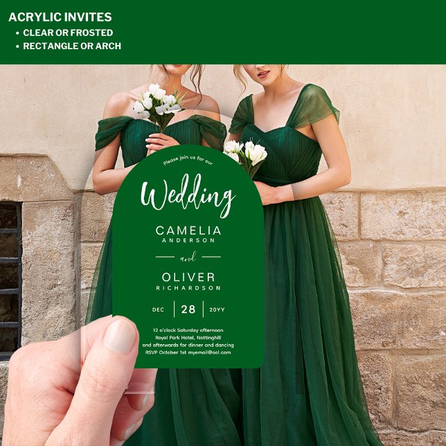 Green White Arch Acrylic Wedding Invites Modern Invitations (Creator Uploaded)
