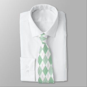 Green & White Argyle Necktie