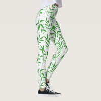 Green & white bamboo leaves Japanese pattern