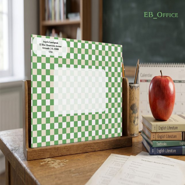 Green, White, Beige Chequered  Return Address Envelope (Love the envelope, but looking for a different hue? Visit EB_Office to explore our full collection.)
