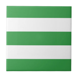 Green White Big Horizontal Stripe Pattern Tile