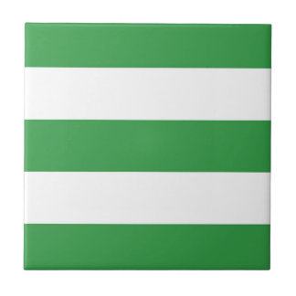 Green White Big Horizontal Stripe Pattern Tile