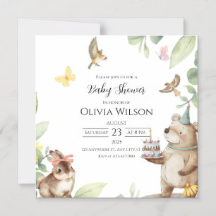 Green White Birds Baby Shower Magnetic Card