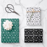 GREEN WHITE BLACK DOG CAT PET PAW PRINTS WRAPPING PAPER SHEET<br><div class="desc">This adorable wrapping paper for pet lovers features a cute  paw print pattern on BLACK,  green and white background. Makes an excellent Christmas or Holiday gift wrap for any dog lover,  cat lover,  cat or dog owner</div>