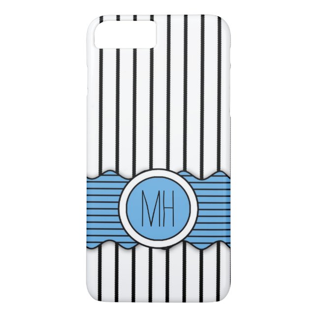 Green White Black Pinstripes Pattern Case-Mate iPhone Case (Back)