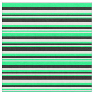 Green, White & Black Striped/Lined Pattern Fabric