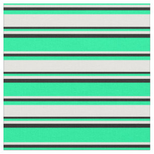 Green, White & Black Striped/Lined Pattern Fabric