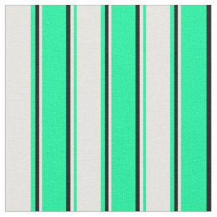 Green, White & Black Stripes Pattern Fabric