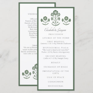 Green & White Botanical Block Print Menu