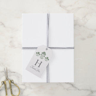 Green & White Botanical Block Print Wedding Gift Tags