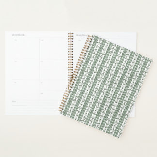 Green & White Botanical Block Print Wedding Planner