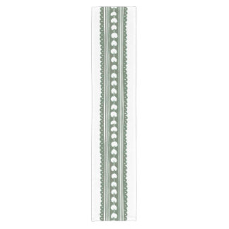 Green & White Botanical Block Print Wedding Short Table Runner