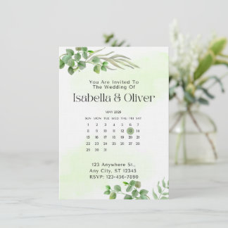 Green & White Botanical Wedding invitation