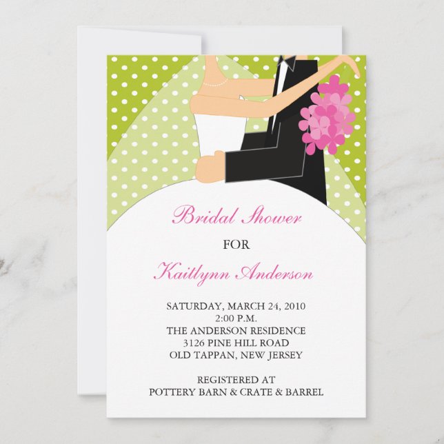 Green & White Bride Bridal Shower Invitation (Front)