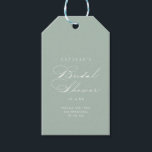 Green White Calligraphy Bridal Shower   Gift Tags<br><div class="desc">These green white calligraphy bridal shower gift tags are perfect for a rustic wedding shower. The simple and stylish design features classic and fancy script typography in a green background.</div>