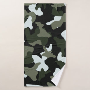 Green White Camouflage Military Camo Pattern Bath Towel