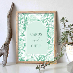 Green White Cards & Gifts Elegant Chinoiserie Sign