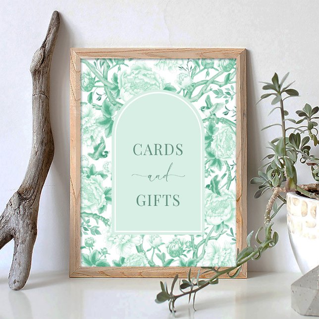 Green White Cards & Gifts Elegant Chinoiserie Sign (Creator Uploaded)