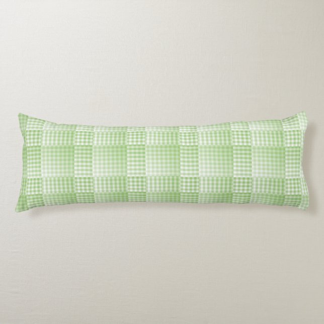 Green White Checker Abstract Pattern Body Cushion (Front)