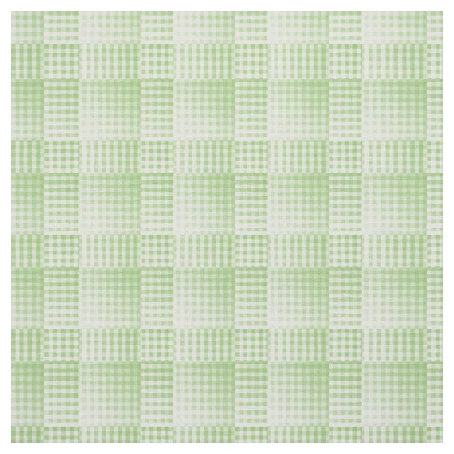 Green White Checker Abstract Pattern Fabric (Swatch)