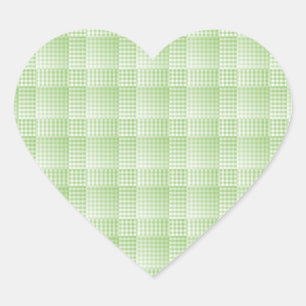 Green White Checker Abstract Pattern Heart Sticker
