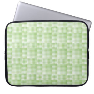 Green White Checker Abstract Pattern Laptop Sleeve