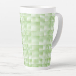 Green White Checker Abstract Pattern Latte Mug