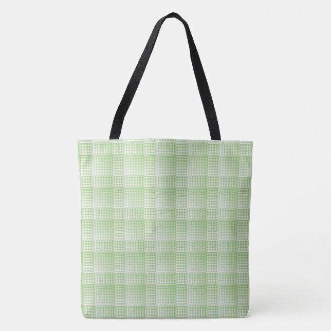 Green White Checker Abstract Pattern Tote Bag (Front)