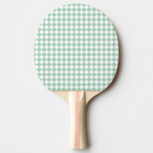 Green White Checker Diamond Pattern Ping Pong Paddle