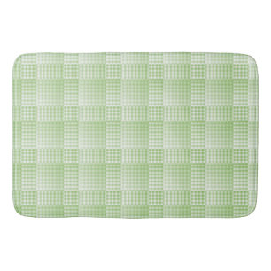Green White Chequered Abstract Pattern Bath Mat
