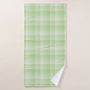 Green White Chequered Abstract Pattern Bath Towel