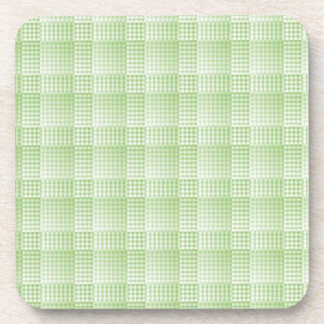 Green White Chequered Abstract Pattern Coaster (Front)