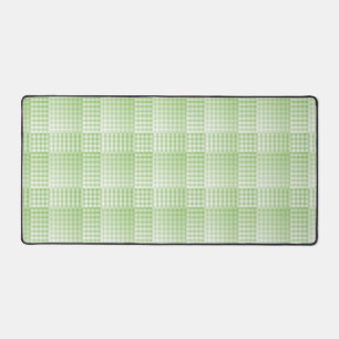 Green White Chequered Abstract Pattern Desk Mat