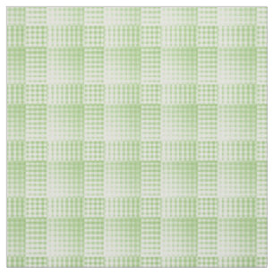 Green White Chequered Abstract Pattern Fabric