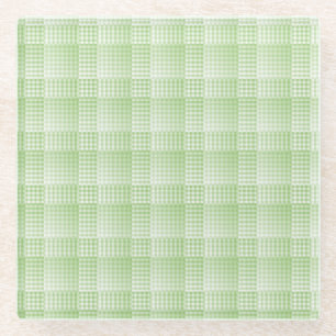 Green White Chequered Abstract Pattern Glass Coaster
