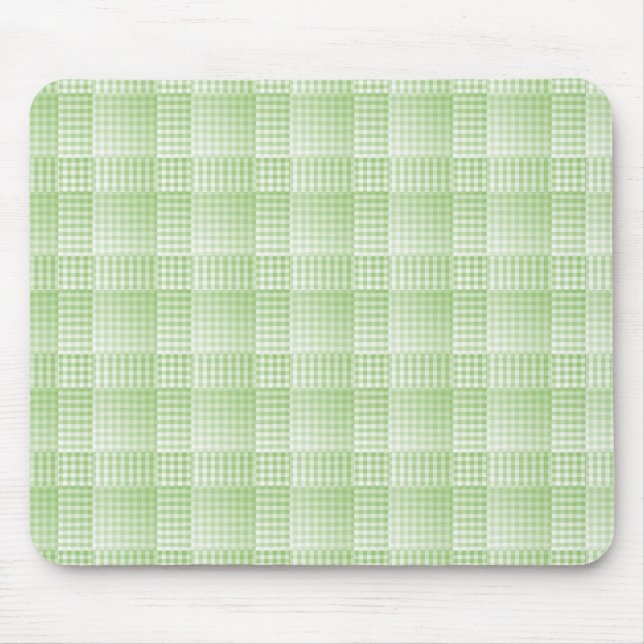 Green White Chequered Abstract Pattern Mouse Pad (Front)