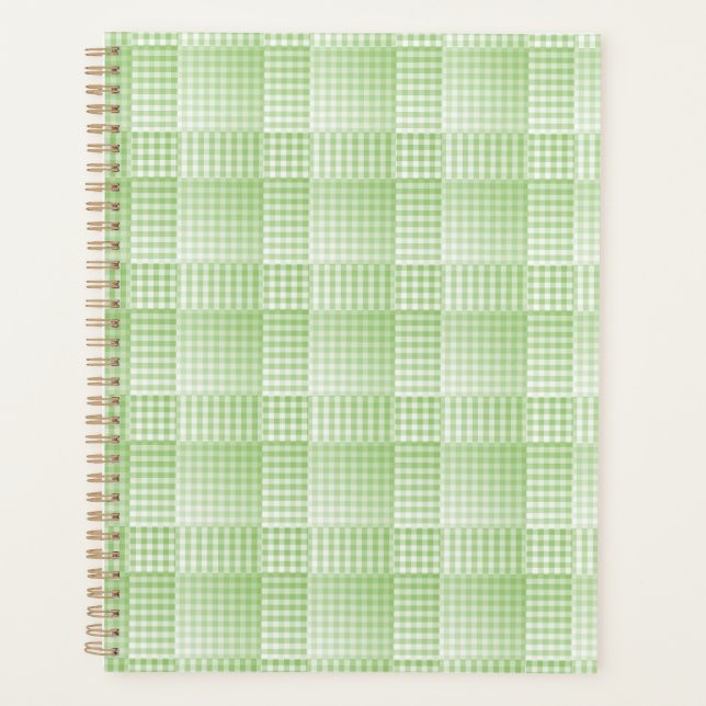 Green White Chequered Abstract Pattern Planner (Front)