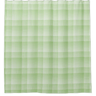 Green White Chequered Abstract Pattern Shower Curtain