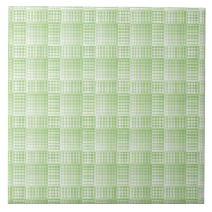 Green White Chequered Abstract Pattern Tile