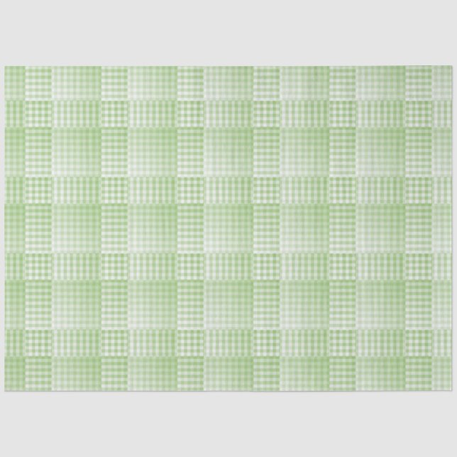 Green White Chequered Abstract Pattern Tissue Paper (Front)