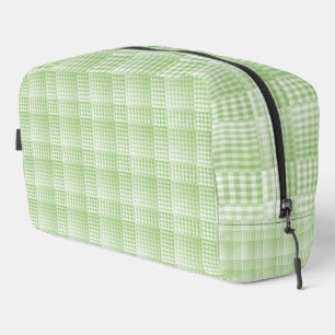 Green White Chequered Abstract Pattern Toiletry Ba Dopp Kit