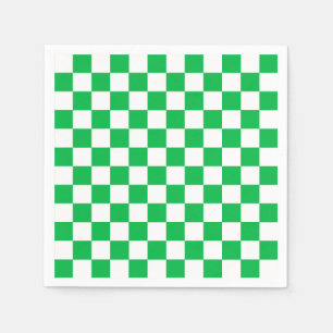 Green White Chequered Check Pattern Napkin