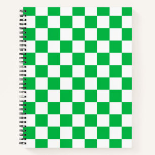Green White Chequered Check Pattern Notebook